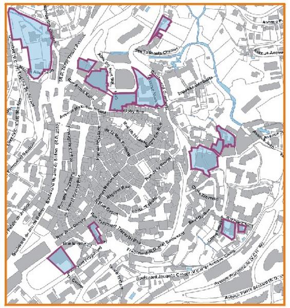 Carte historique 3 - Centre ville - usines-immeubles en 1939.
