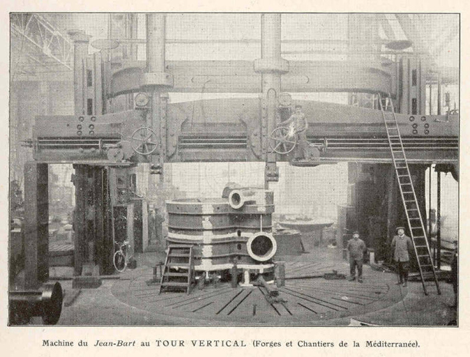 Machine du Jean-Bart au TOUR VERTICAL (Forges et Chantiers de la Méditerranée) [Le Jean-Bart a été usiné à Brest].