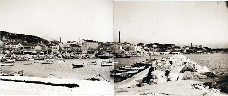 Panorama de l'Estaque Plage. [Vue prise depuis la jetée, vers le sud : de l'Estaque-Plage à Fontaine-des-Tuiles. Vers 1900]