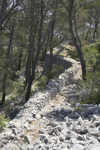 Ancien retranchement bas : vue plongeante du mur nord.