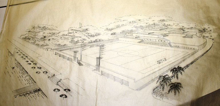 [Stade et tennis. Vers 1959-1960. Non réalisés ?]. La Croisette. Avenue Raoul-Nordling. ; Projet de stade et de tennis à la Croisette - vers 1960 -