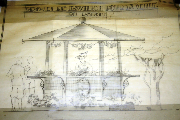 Projet de pavillon pour la vente du raisin. [Détail : élévation.]