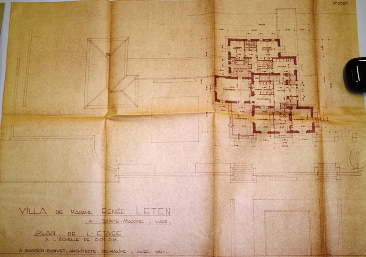 Villa de Madame Renée Leten à Sainte-Maxime. Var. Plan de l'étage.