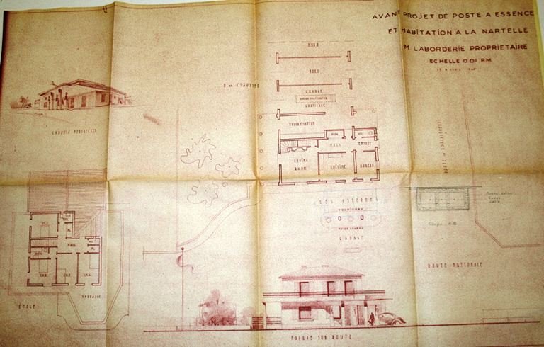 Avant-projet de poste à essence et habitation à La Nartelle. M. Laborderie propriétaire. [Avenue du Général-Touzet-du-Vigier].