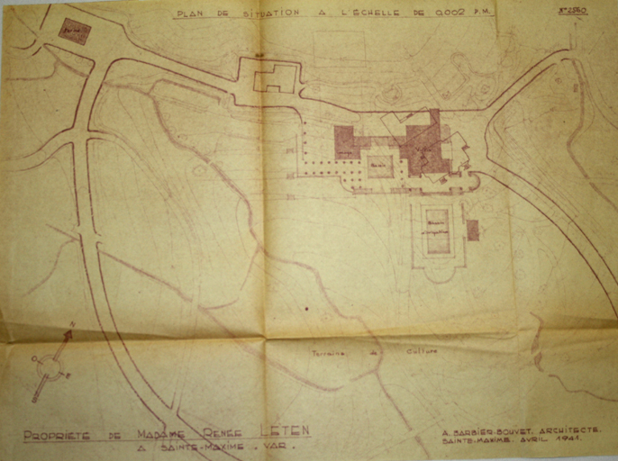 Plan de situation à l'échelle de 0.002 P. M. Propriété de Madame Renée Leten.