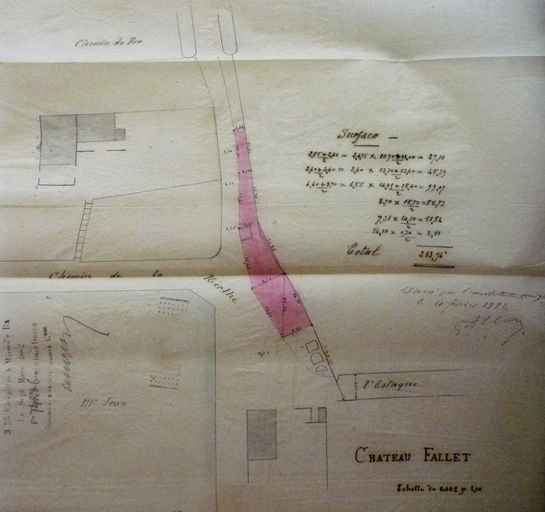 [Plan de la parcelle vendue par Georges Martin à Joseph Chauffert et Gabert - Acte du 3 avril 1882. ]