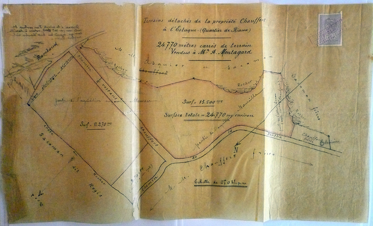 Terrains détachés de la propriété Chauffert à l'Estaque (quartier des Riaux).[joint à l'acte de vente du 8 décembre 1912, notaire Michel Bard]