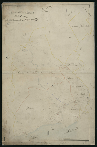 Plan cadastral de Marseille, 1819 : 4e feuille de la section 6 dite de Séon commune de Marseille.[Riaux, Piche Riaux, Vallon de Payan]
