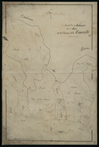 Plan cadastral de Marseille, 1819 : 5e feuille de la section 6 dite de Séon commune de Marseille. [Vallat de Farrenc, Piche, Le Château, les Guérites]