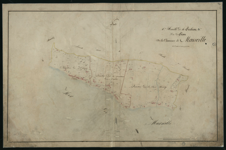 Plan cadastral de Marseille, 1819 : 6e feuille de la section 6 dite de Séon commune de Marseille. [Estaque, Fontaine des Tuiles, Saumaty]
