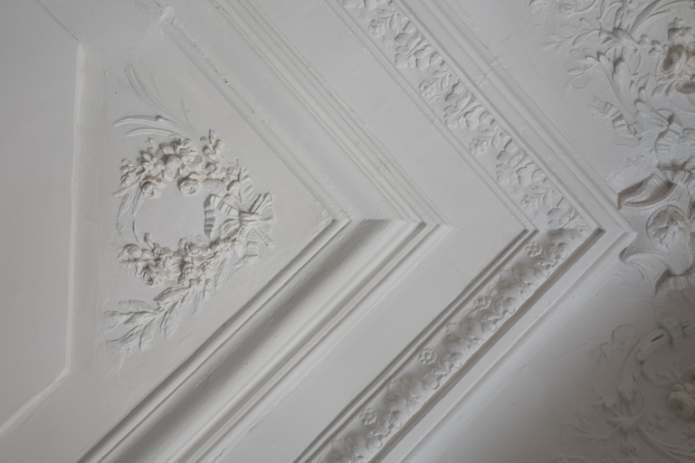 Salon. Détail d'un angle du plafond.