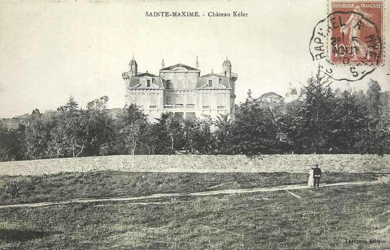 Sainte-Maxime. Château Kéler. Lazerme, éditeur. [Façade sud sur jardin. Carte postale, vers 1910.]