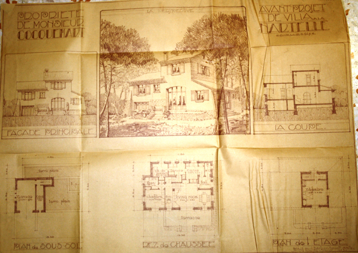 Propriété de Monsieur Cocquemart. Avant-projet de villa à La Nartelle. [1931].