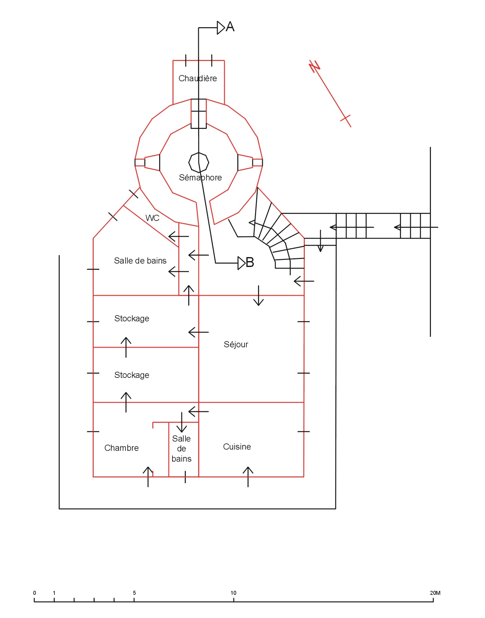 Plan du rez-de-chaussée surélevé.