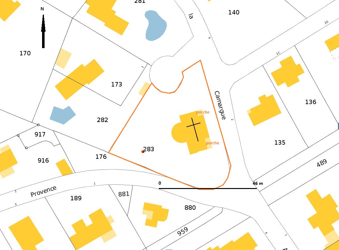 Plan-masse et de situation. D'après le plan cadastral 2012, section AF.
