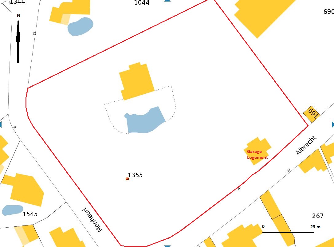 Plan-masse et de situation. D'après le plan cadastral 2012, section AD.