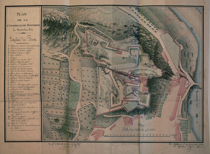 Plan de la citadelle de Sisteron en novembre 1820.