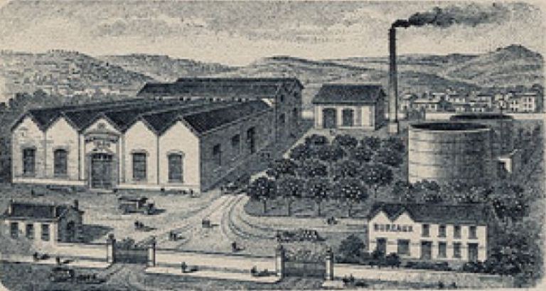 parfumerie (distillerie de fleurs de bigarradier) de la coopérative Nerolium - Vue cavalière sur papier à en-tête.