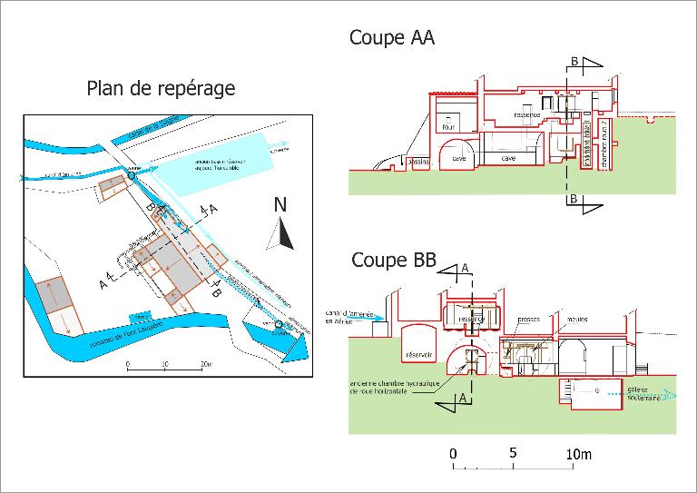 Coupes AA et BB et plan de repérage