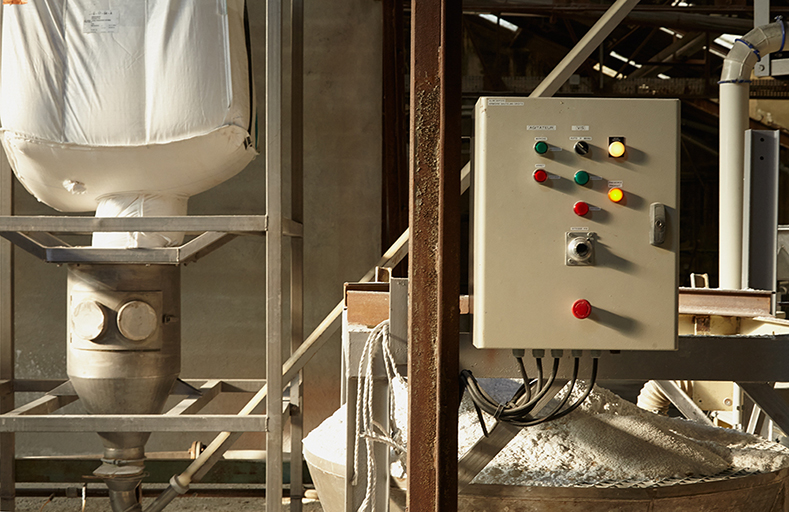 Chaîne de production des lessives en poudre.