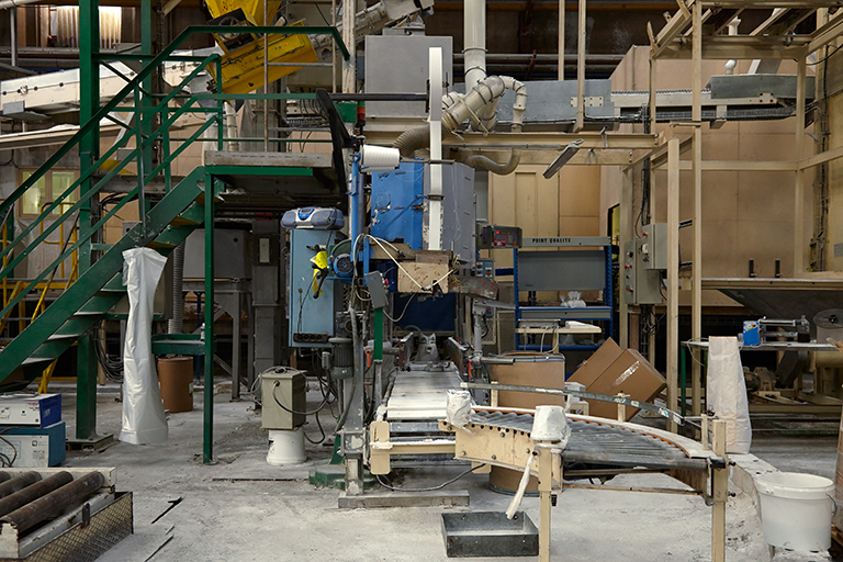 Chaîne de production des lessives en poudre.