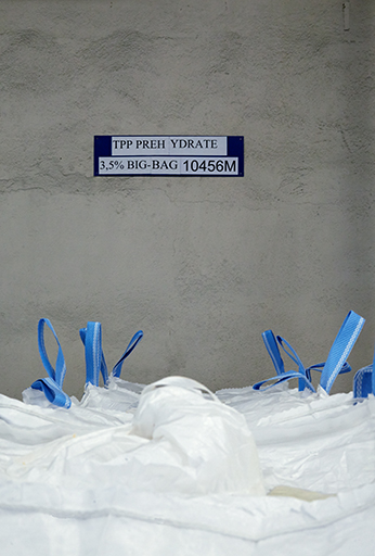 Chaîne de production des lessives en poudre.