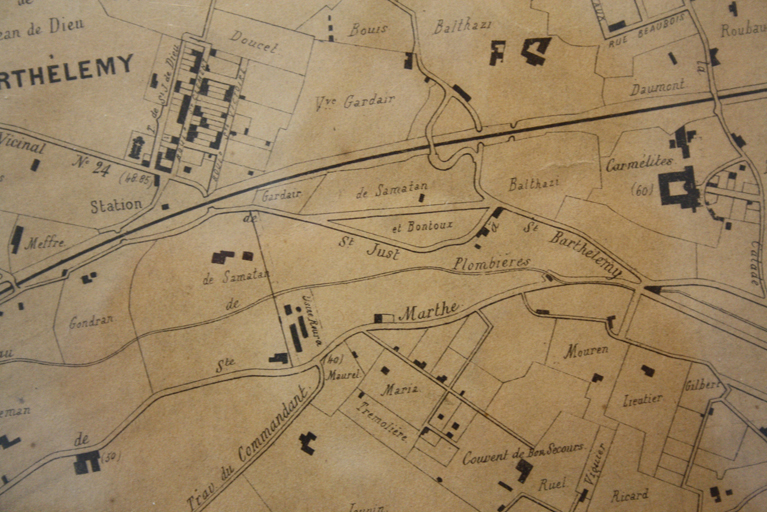 Plan géométral de la ville de Marseille et d'une grande partie de son territoire... [détail de l'usine mentionnée comme "usine Roura"].