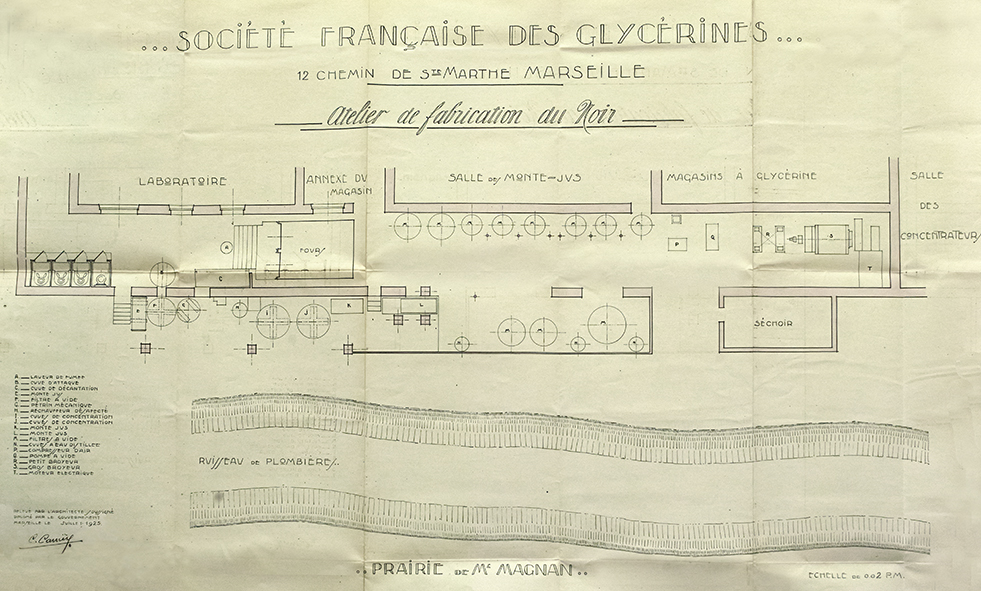 Société française des glycérines. Atelier de fabrication du noir.