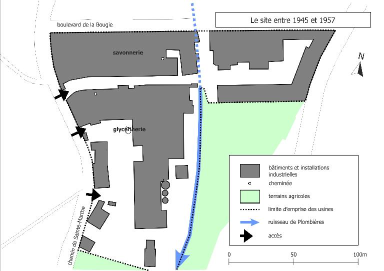 Le site entre 1945 et 1957