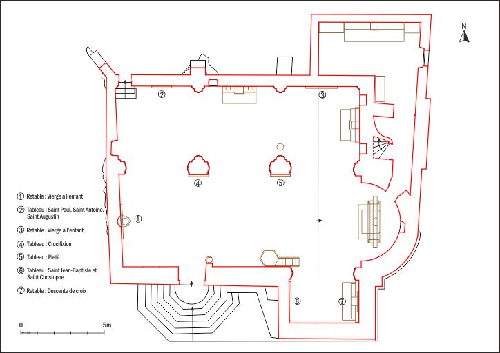 Plan de situation des retables et tableaux.