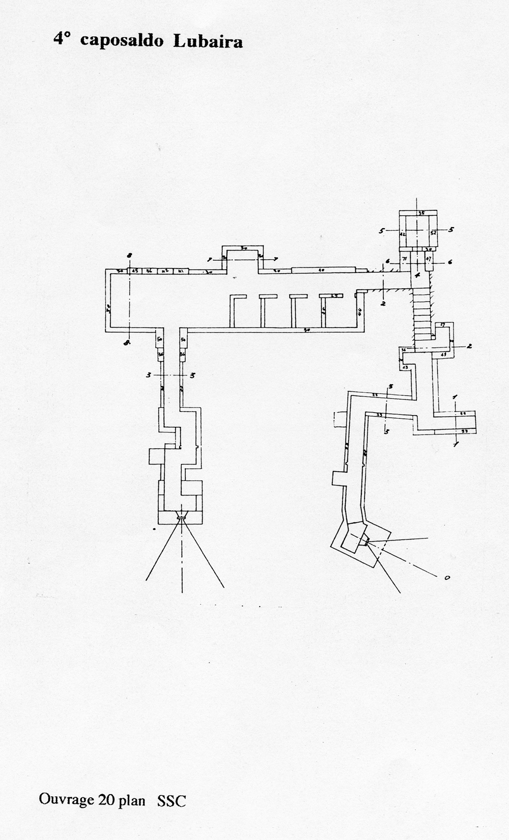 Fascicolo contenente il piano d'insieme [...] del Colle di Tenda [Document contenant le plan d'ensemble [...] du Col de Tende]. Détail : 4° caposaldo Lubaira [ouvrage 20 : plan].