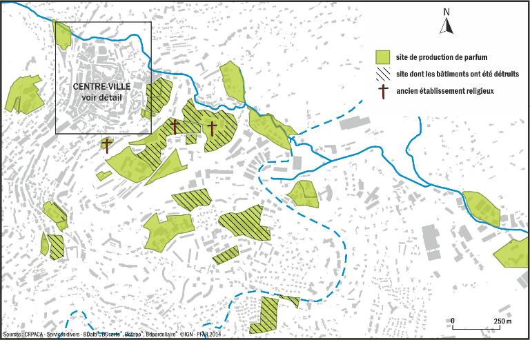 Implantation des parfumeries grassoises (2e moitié du XVIIIe s.- 3e quart du XXe s.) [hors centre-ville]