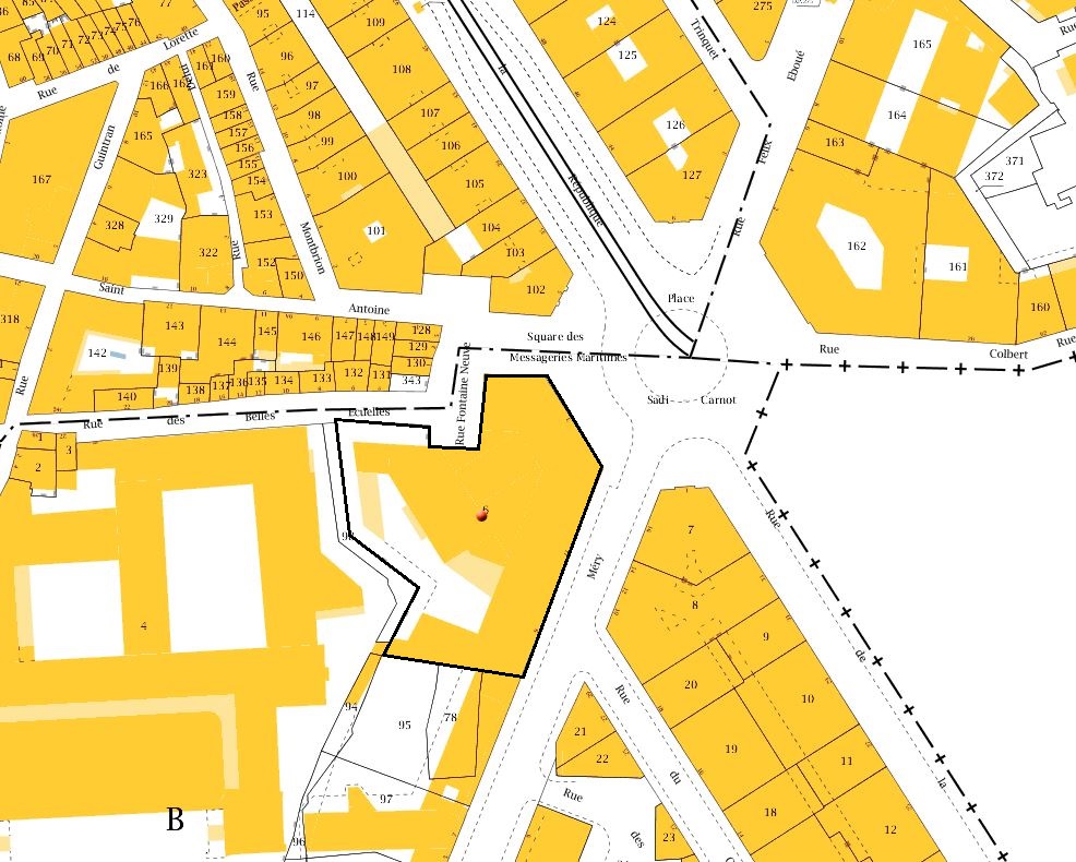 Plan-masse et de situation. D'après le plan cadastral 2014, section 809 B. 