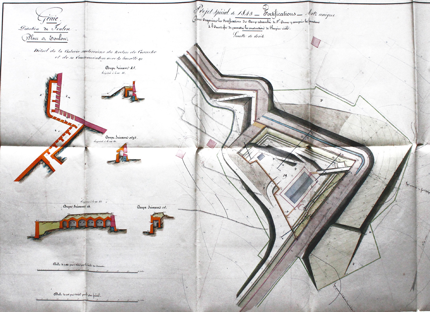 Projet spécial de 1843 [...] pour organiser les fortifications du camp retranché de Ste-Anne... [futur bastion K]