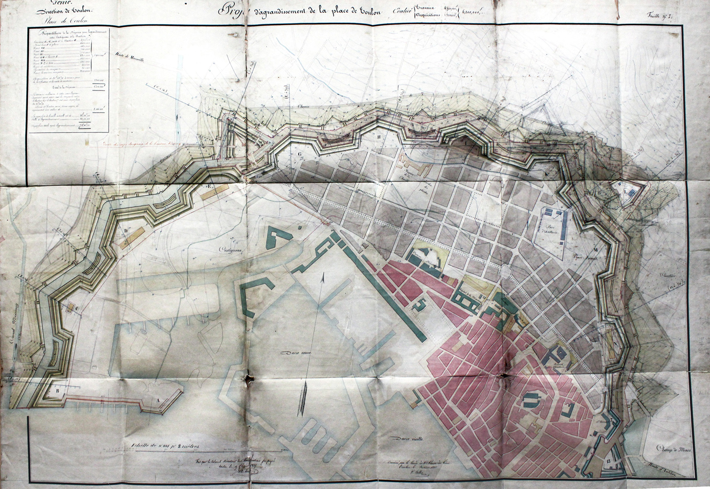 Projet d'agrandissement de la place de Toulon. 1845.