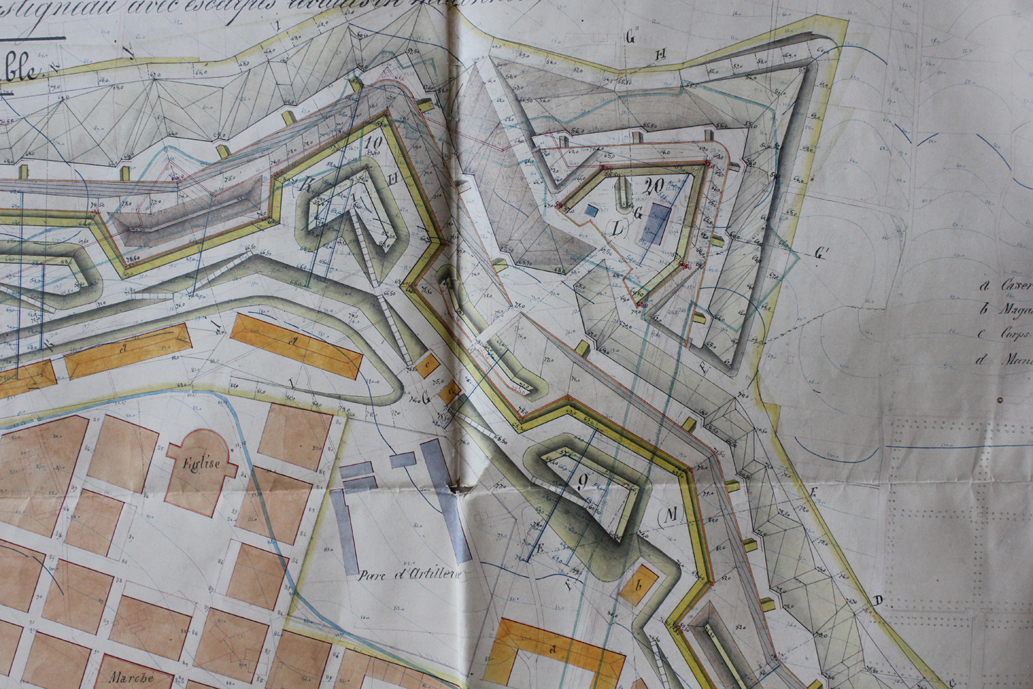 [Projet pour l'extension nord-ouest de l'enceinte de Toulon] 1848. Détail : front nord Sainte-Anne, futur front I-K-L. 