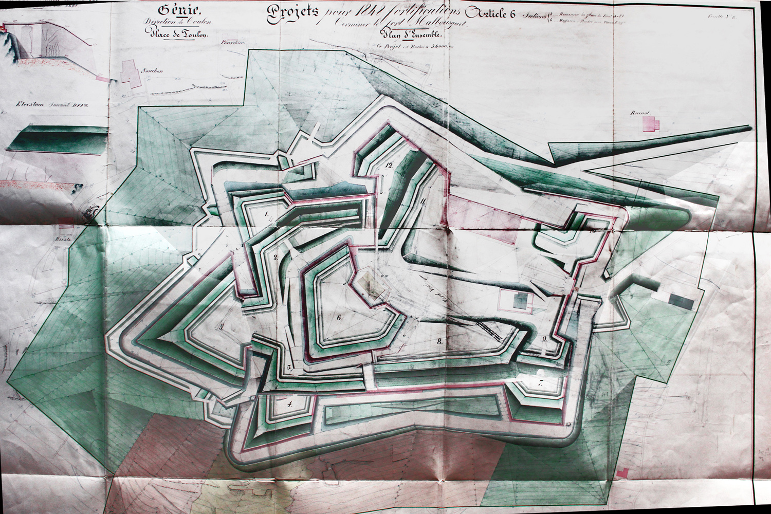 Projets pour 1848 fortifications. Construire le fort Malbousquet. Plan d'ensemble.