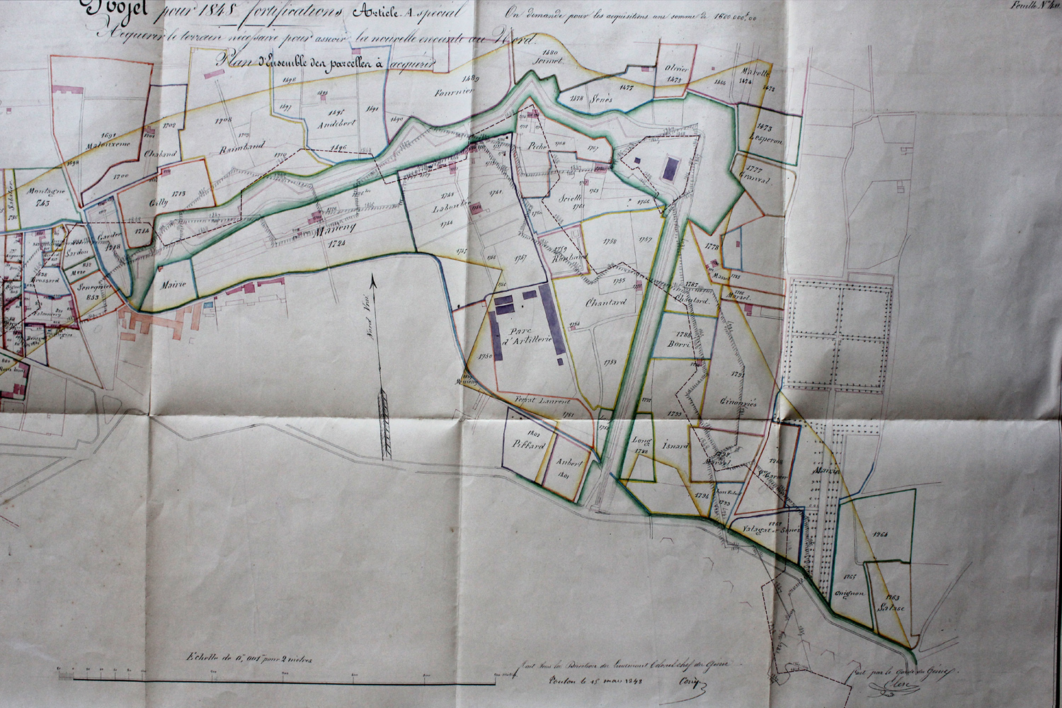 Projets pour 1848 Fortifications [plan parcellaire des terrains du retranchement Sainte-Anne] 15 mars 1848