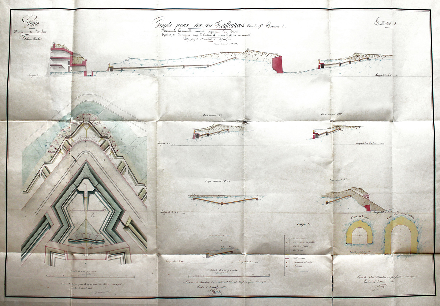 Projets pour 1860-1861 fortifications : terminer la nouvelle enceinte agrandie au nord. 1860.