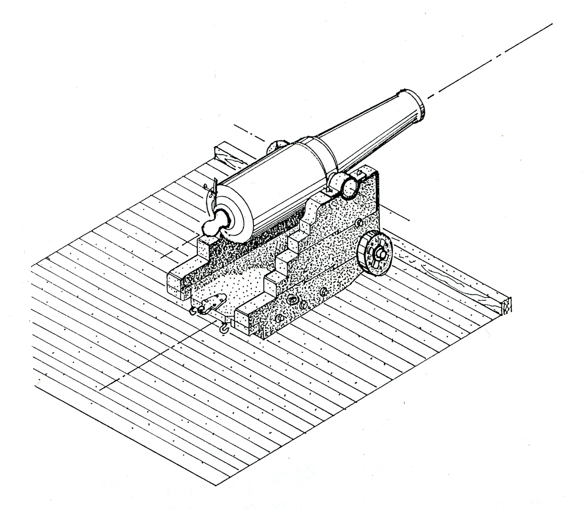 Obusier de 22 cm modèle 1827. Tme sur affût marin.