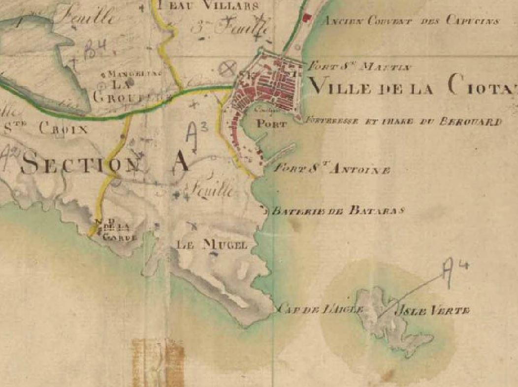 Détail du plan d'assemblage du cadastre de La Ciotat, 1810.