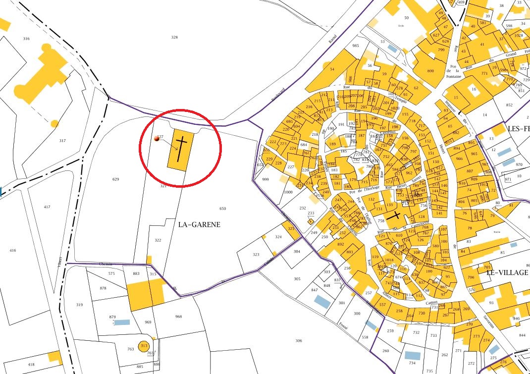 Plan de masse et de situation d'après le cadastre moderne de 2017, section D, parcelle 327.