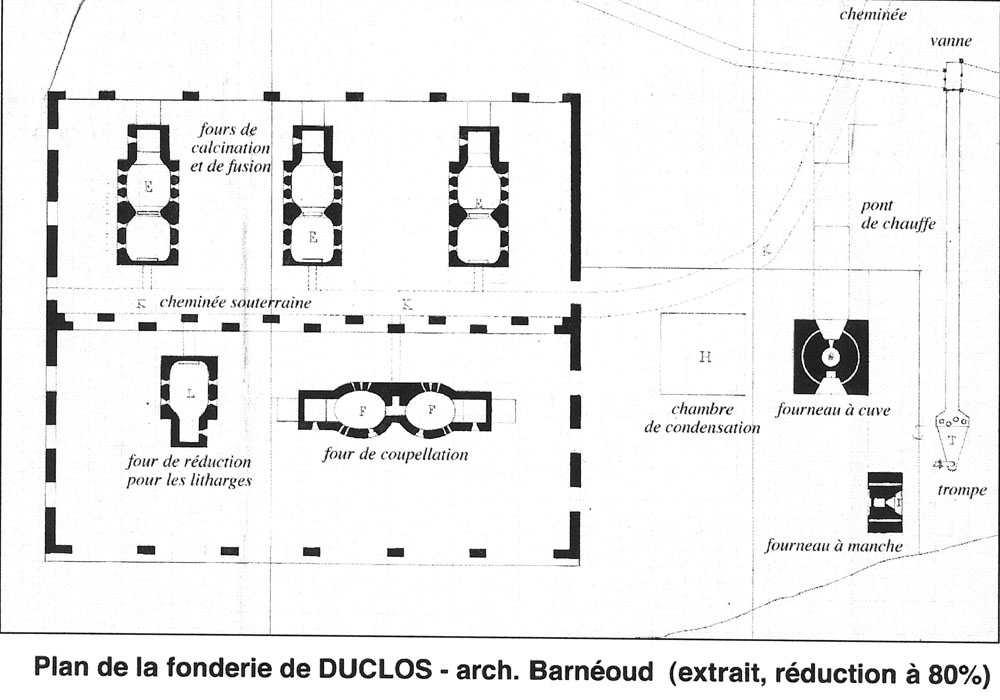 Plan de la fonderie Duclos (extrait, réduction à 80%).