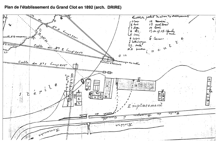 Plan de l'établissement du Grand-Clot en 1892.