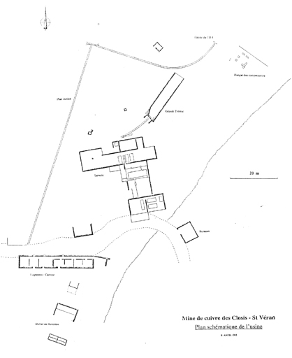 Mine de cuivre des Closis : usine de préparation de produit minéral dite laverie