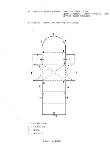 Plan de localisation des verrières et statues.