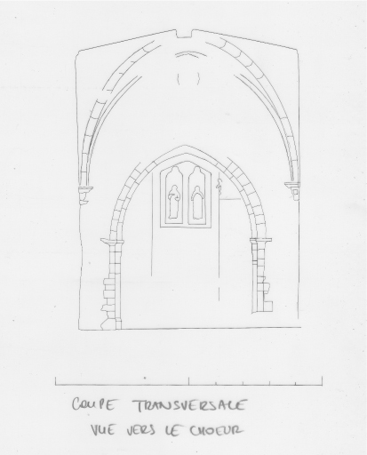 Coupe transversale avec vue vers le choeur.