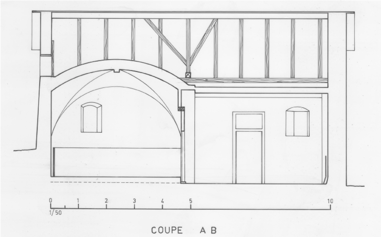 Sallé, chapelle Saint-Laurent : Plan et coupe AB .