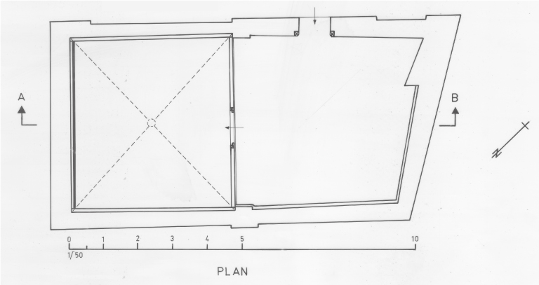 Sallé, chapelle Saint-Laurent : Plan et coupe AB .