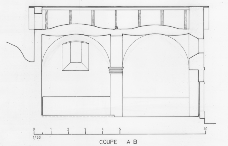 Robion, chapelle Saint-Sauveur : Plan, coupe AB.